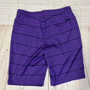 Under Armour Mens Golf Shorts Gingham Check Purple Size 32